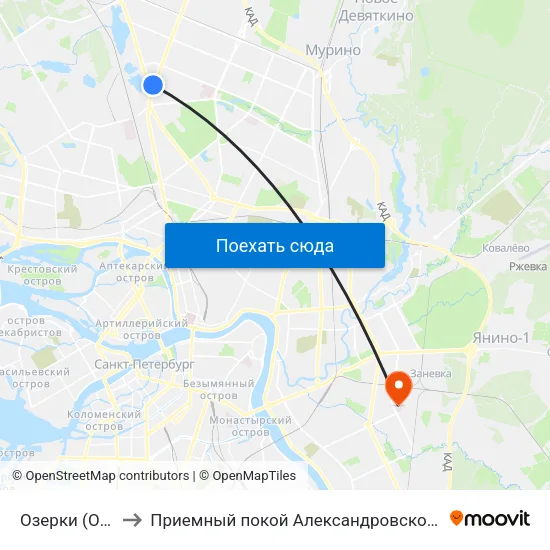 Озерки (Ozerki) to Приемный покой Александровской больницы map