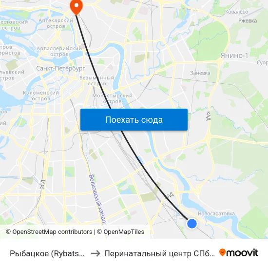 Рыбацкое (Rybatskoye) to Перинатальный центр СПбГПМУ map