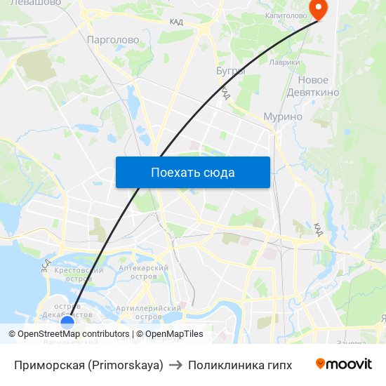 Приморская (Primorskaya) to Поликлиника гипх map