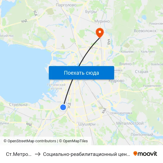 Ст.Метро Ленинский Пр. to Социально-реабилитационный центр Красного Креста для несовершеннолетних map