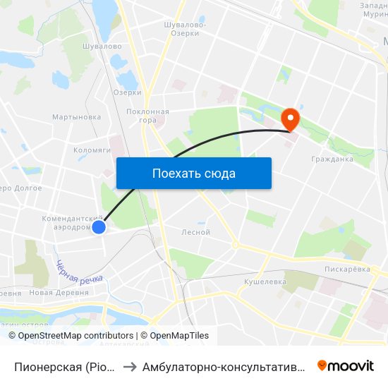 Пионерская (Pionerskaya) to Амбулаторно-консультативное отделение map
