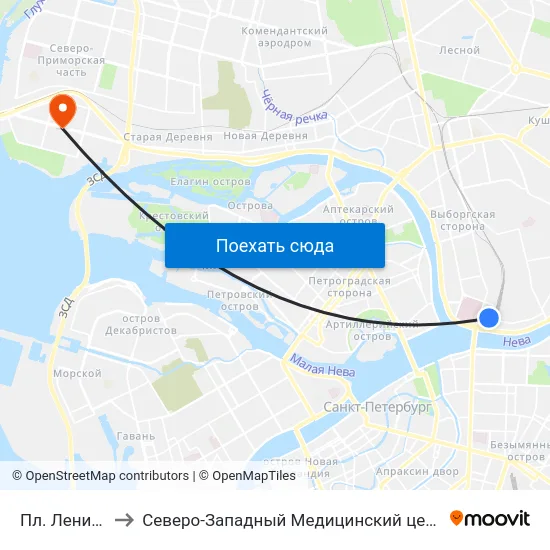Пл. Ленина to Северо-Западный Медицинский центр map
