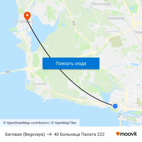 Беговая (Begovaya) to 40 Больница Палата 222 map