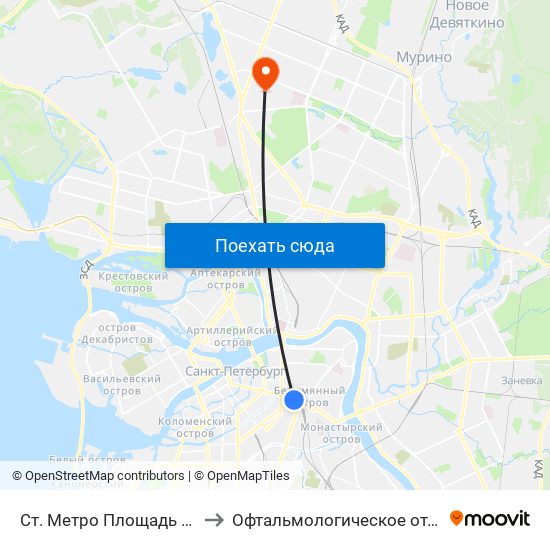 Ст. Метро Площадь Восстания to Офтальмологическое отделение №1 map