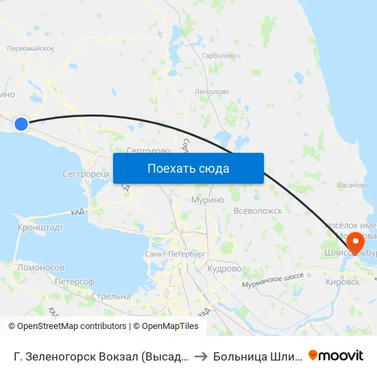 Г. Зеленогорск Вокзал (Высадки И Посадки Нет) to Больница Шлиссельбург map