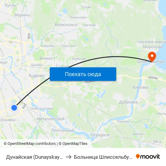 Дунайская (Dunayskaya) to Больница Шлиссельбург map