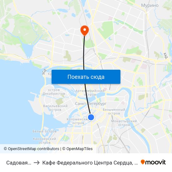 Садовая (Sadovaya) to Кафе Федерального Центра Сердца, Крови, Эндокринологии им. Алмазова map