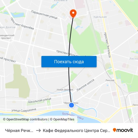 Чёрная Речка (Chernaya Rechka) to Кафе Федерального Центра Сердца, Крови, Эндокринологии им. Алмазова map