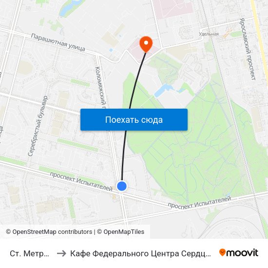 Ст. Метро Пионерская to Кафе Федерального Центра Сердца, Крови, Эндокринологии им. Алмазова map