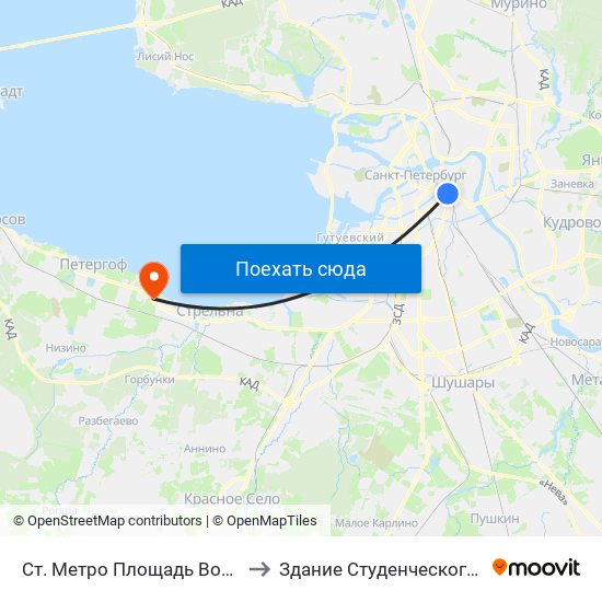 Ст. Метро Площадь Восстания to Здание Студенческого клуба map