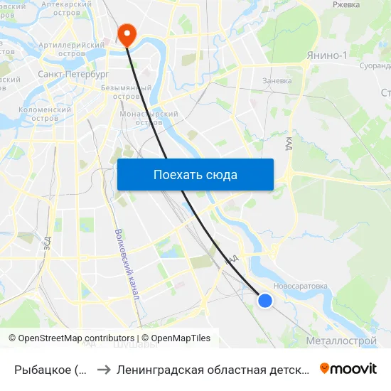 Рыбацкое (Rybatskoye) to Ленинградская областная детская клиническая больница map