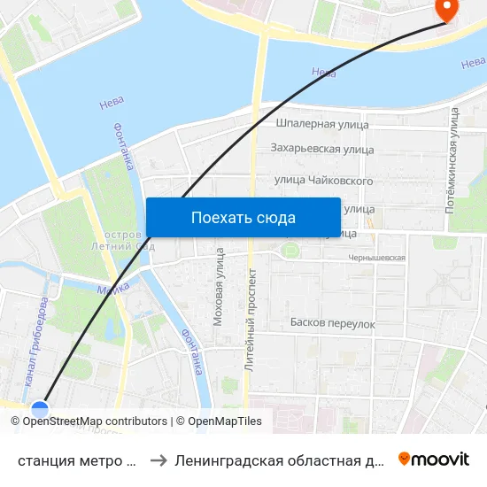 станция метро Невский Проспект to Ленинградская областная детская клиническая больница map