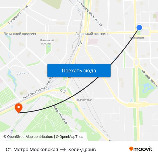 Ст. Метро Московская to Хели-Драйв map