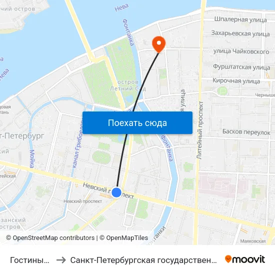 Гостиный Двор (Gostiny Dvor) to Санкт-Петербургская государственная художественно-промышленная академия имени А. Л. Штиглица map
