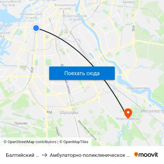 Балтийский Вокзал to Амбулаторно-поликлиническое отделение № 79 map