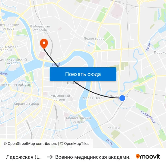 Ладожская (Ladozhskaya) to Военно-медицинская академия имени С. М. Кирова map