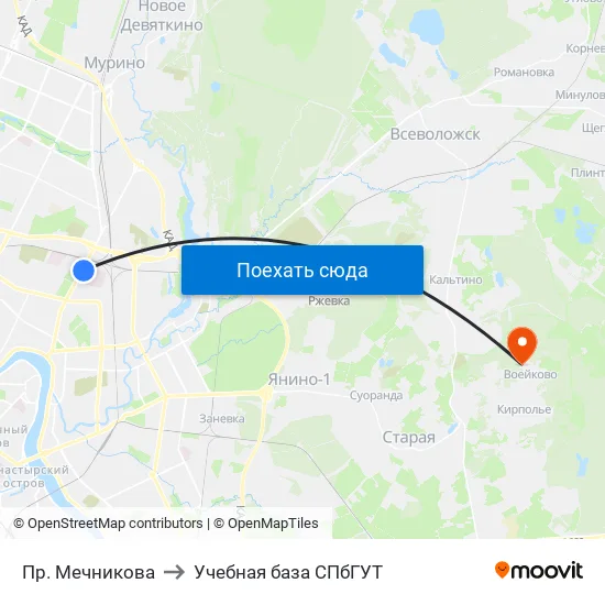 Пр. Мечникова to Учебная база СПбГУТ map