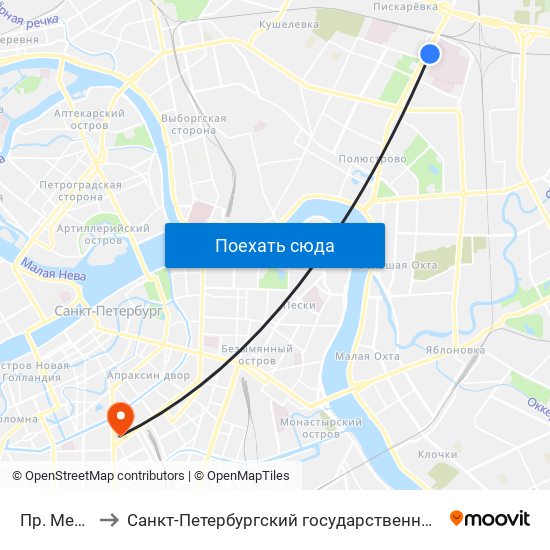 Пр. Мечникова to Санкт-Петербургский государственный технологический институт map