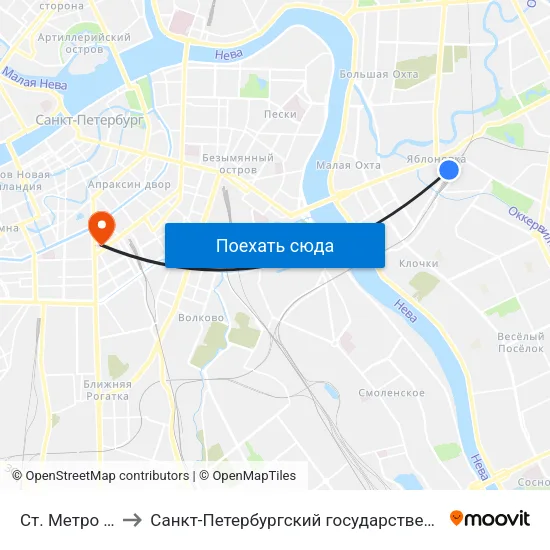 Ст. Метро Ладожская to Санкт-Петербургский государственный технологический институт map