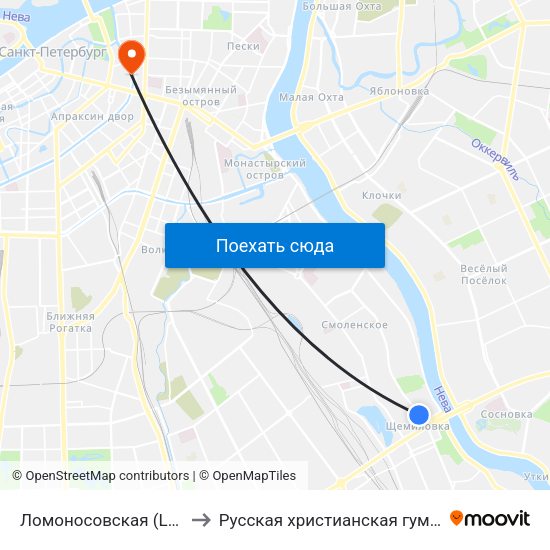 Ломоносовская (Lomonosovskaya) to Русская христианская гуманитарная академия map