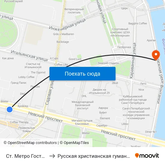 Ст. Метро Гостиный Двор to Русская христианская гуманитарная академия map