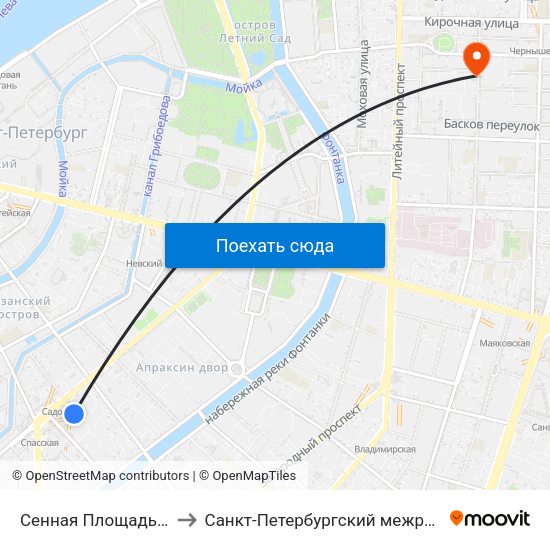 Сенная Площадь (Sennaya Ploschad') to Санкт-Петербургский межрегиональный ресурсный центр map