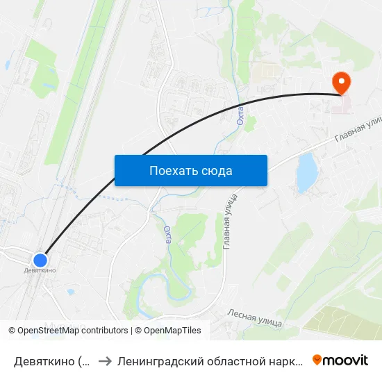 Девяткино (Devyatkino) to Ленинградский областной наркологический диспансер map