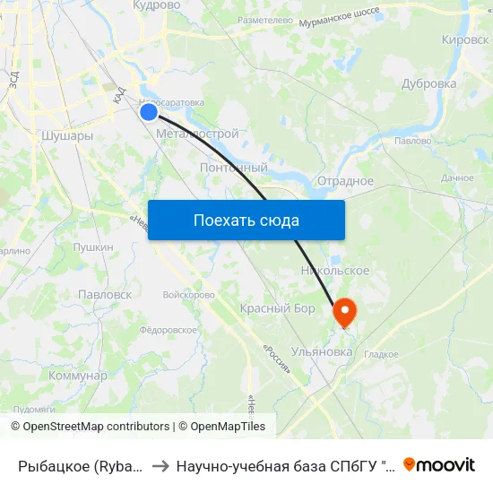 Рыбацкое (Rybatskoye) to Научно-учебная база СПбГУ ""Саблино"" map