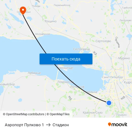Аэропорт Пулково 1 to Стадион map