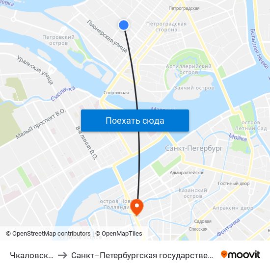 Чкаловская (Chkalovskaya) to Санкт–Петербургская государственная консерватория имени Н. А. Римского-Корсакова map