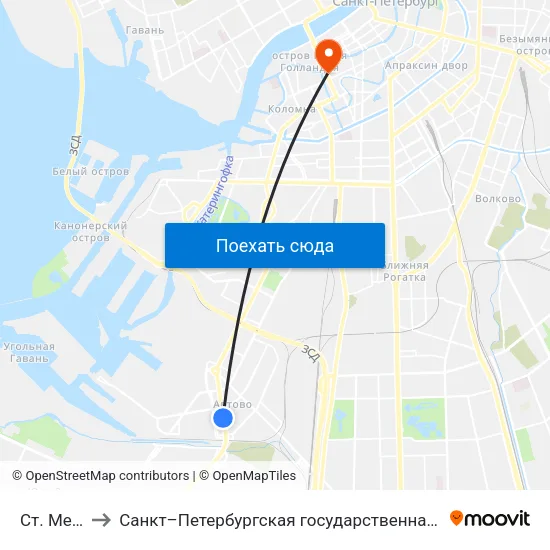 Ст. Метро Автово to Санкт–Петербургская государственная консерватория имени Н. А. Римского-Корсакова map