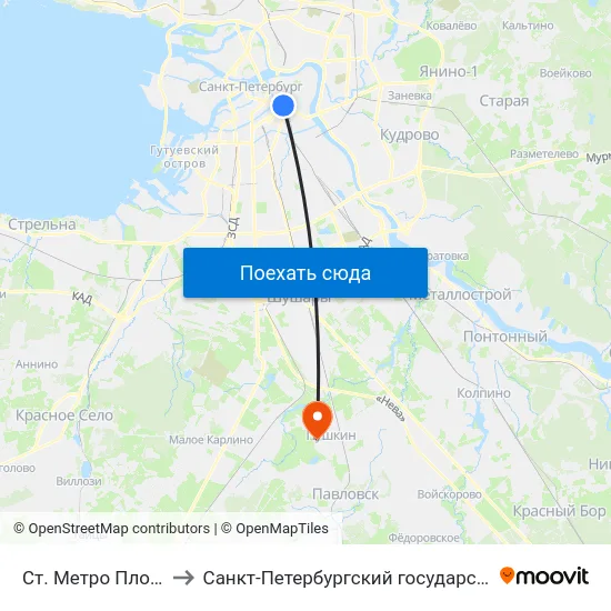 Ст. Метро Площадь Восстания to Санкт-Петербургский государственный аграрный университет map
