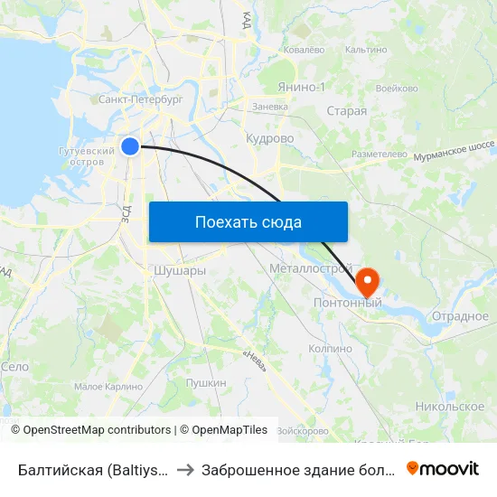 Балтийская (Baltiyskaya) to Заброшенное здание больницы map