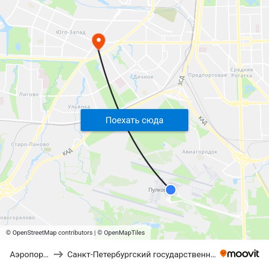 Аэропорт Пулково 1 to Санкт-Петербургский государственный морской технический университет map