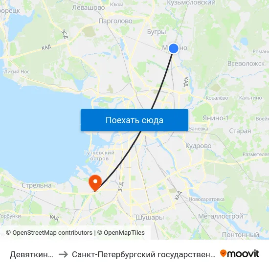 Девяткино (Devyatkino) to Санкт-Петербургский государственный морской технический университет map