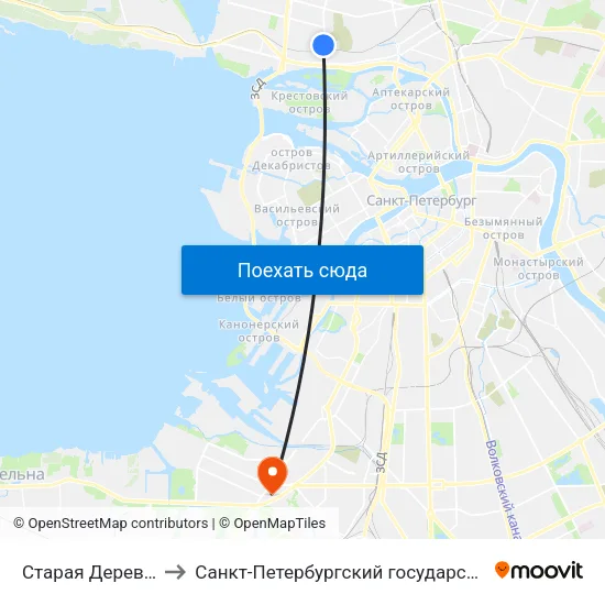 Старая Деревня (Staraya Derevnya) to Санкт-Петербургский государственный морской технический университет map