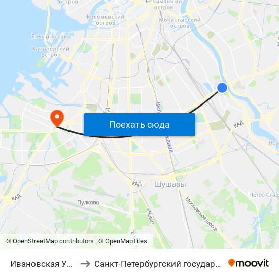 Ивановская Улица / Улица Бабушкина to Санкт-Петербургский государственный морской технический университет map