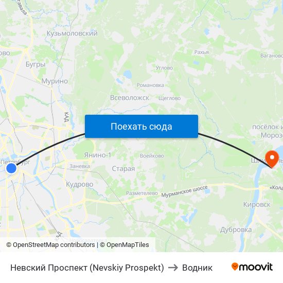 Невский Проспект (Nevskiy Prospekt) to Водник map