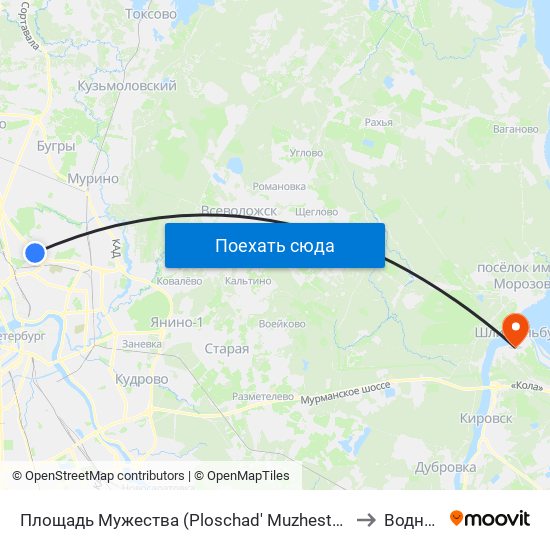 Площадь Мужества (Ploschad' Muzhestva) to Водник map