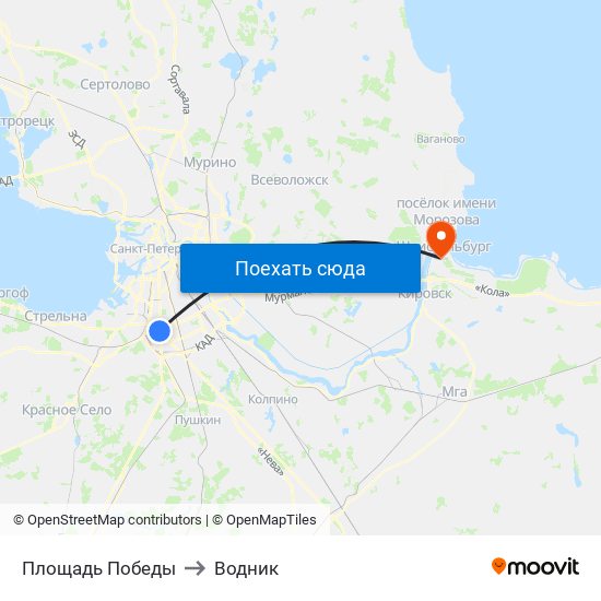 Площадь Победы to Водник map