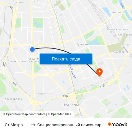 Ст.Метро Московская to Специализированный психоневрологический дом ребёнка №3 map