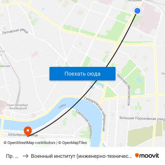 Пр. Мечникова to Военный институт (инженерно-технический) Военной академии материально-технического обеспечения map