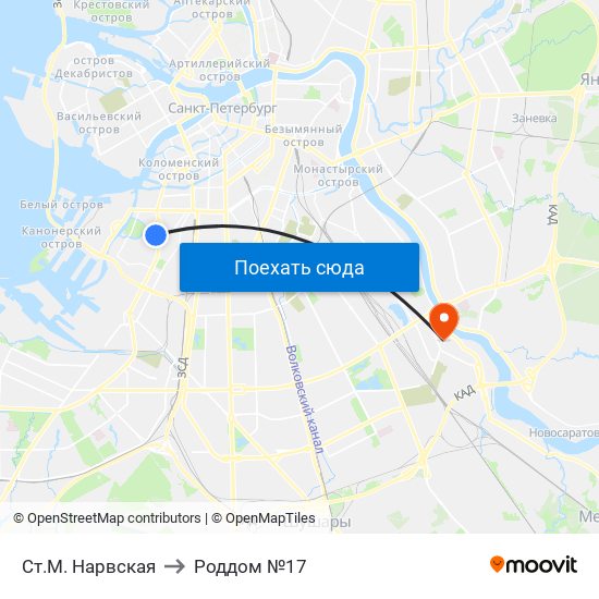 Ст.М. Нарвская to Роддом №17 map