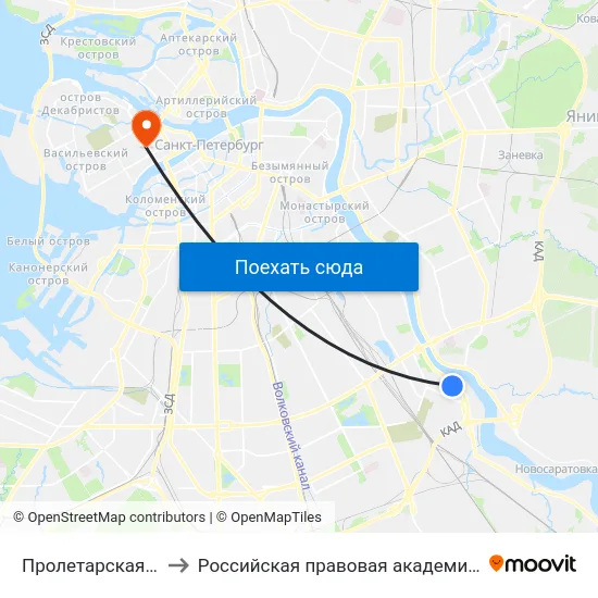 Пролетарская (Proletarskaya) to Российская правовая академия министерства юстиции РФ map