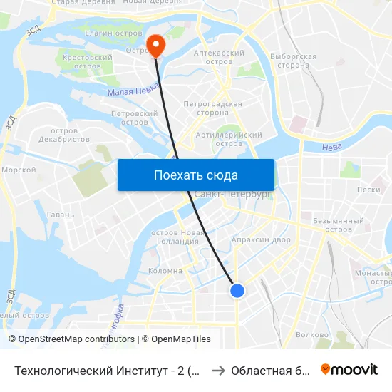 Технологический Институт - 2 (Tekhnologicheskiy Institut - 2) to Областная больница №31 map