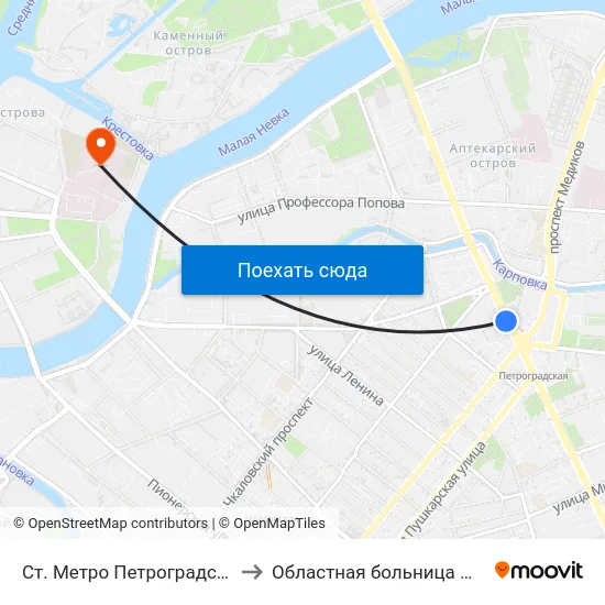 Ст. Метро Петроградская to Областная больница №31 map