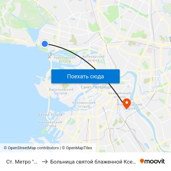 Ст. Метро "Беговая" to Больница святой блаженной Ксении Петербургской map