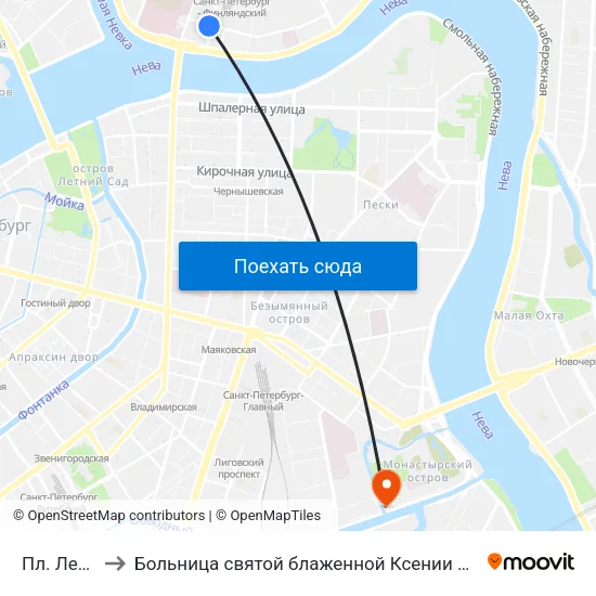 Пл. Ленина to Больница святой блаженной Ксении Петербургской map
