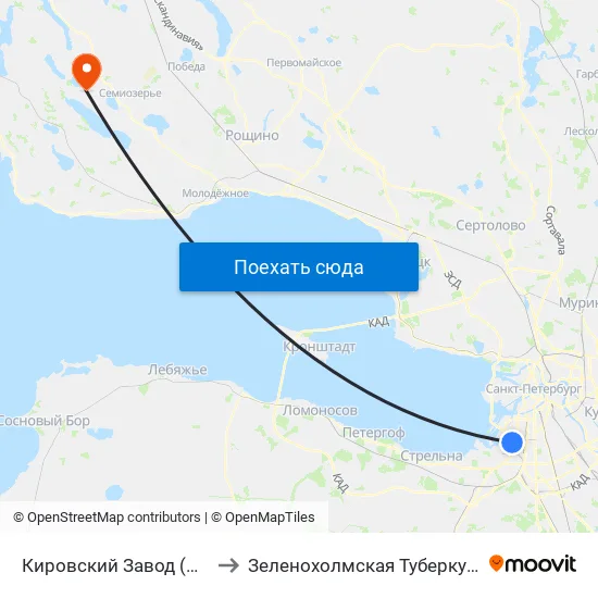Кировский Завод (Kirovsky Zavod) to Зеленохолмская Туберкулезная больница map