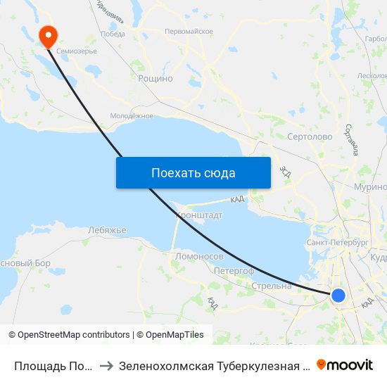 Площадь Победы to Зеленохолмская Туберкулезная больница map